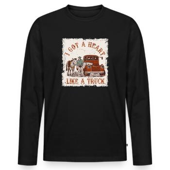 J’ai un cœur comme un camion - T-shirt manches longues Premium bio Homme - noir - Devant - Nico (187cm)
