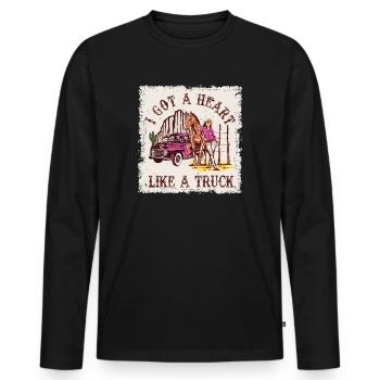 Ich habe ein Herz wie ein Truck - Männer Premium Bio Langarmshirt - Schwarz - Vorne - Nico (187cm)