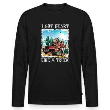 Ich habe ein Herz wie ein Truck - Männer Premium Bio Langarmshirt - Schwarz - Vorne - Nico (187cm)