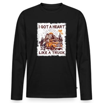 Ich habe ein Herz wie ein Truck - Männer Premium Bio Langarmshirt - Schwarz - Vorne - Nico (187cm)