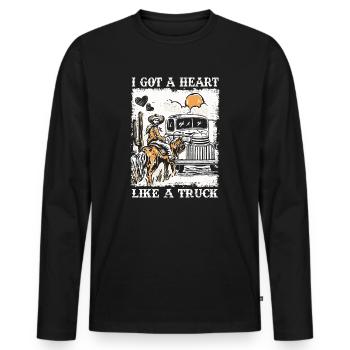 Ich habe ein Herz wie ein Truck - Männer Premium Bio Langarmshirt - Schwarz - Vorne - Nico (187cm)