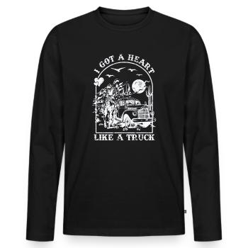 Ich habe ein Herz wie ein Truck - Männer Premium Bio Langarmshirt - Schwarz - Vorne - Nico (187cm)