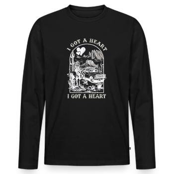 J’ai un cœur comme un camion - T-shirt manches longues Premium bio Homme - noir - Devant - Nico (187cm)