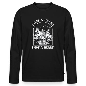 J’ai un cœur comme un camion - T-shirt manches longues Premium bio Homme - noir - Devant - Nico (187cm)