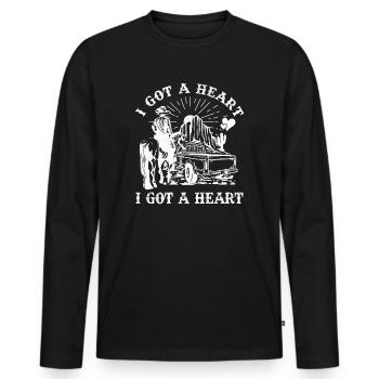 J’ai un cœur comme un camion - T-shirt manches longues Premium bio Homme - noir - Devant - Nico (187cm)