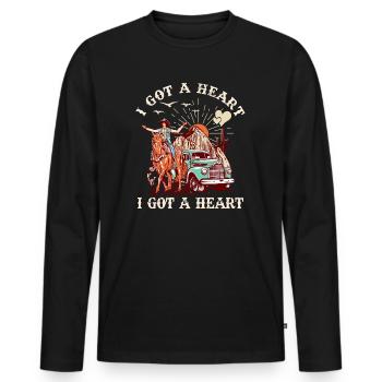 J’ai un cœur comme un camion - T-shirt manches longues Premium bio Homme - noir - Devant - Nico (187cm)