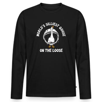 Die dümmste Gans der Welt auf freiem Fuß - Männer Premium Bio Langarmshirt - Schwarz - Vorne - Nico (187cm)