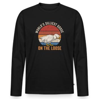 Worlds Silliest Goose On The Loose - Men's Premium Organic Long Sleeve Shirt - black - Front - Nico (187cm)