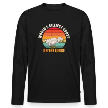 Die dümmste Gans der Welt auf freiem Fuß - Männer Premium Bio Langarmshirt - Schwarz - Vorne - Nico (187cm)