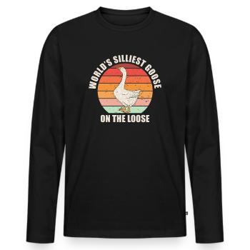 Worlds Silliest Goose On The Loose - Men's Premium Organic Long Sleeve Shirt - black - Front - Nico (187cm)