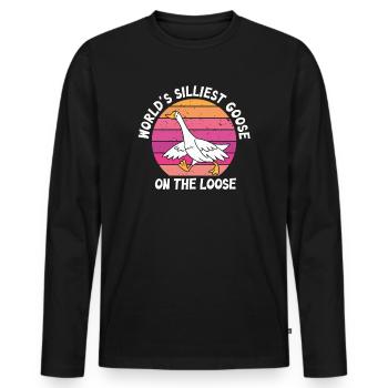 Worlds Silliest Goose On The Loose - Men's Premium Organic Long Sleeve Shirt - black - Front - Nico (187cm)