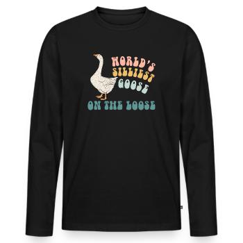 Die dümmste Gans der Welt auf freiem Fuß - Männer Premium Bio Langarmshirt - Schwarz - Vorne - Nico (187cm)