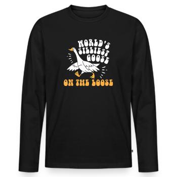 Die dümmste Gans der Welt auf freiem Fuß - Männer Premium Bio Langarmshirt - Schwarz - Vorne - Nico (187cm)