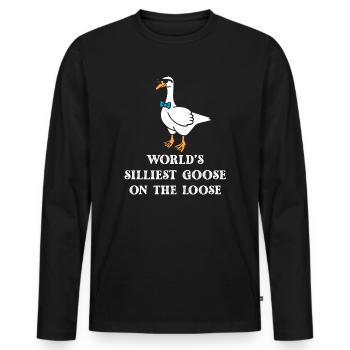 Die dümmste Gans der Welt auf freiem Fuß - Männer Premium Bio Langarmshirt - Schwarz - Vorne - Nico (187cm)