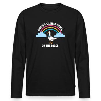 Worlds Silliest Goose On The Loose - Men's Premium Organic Long Sleeve Shirt - black - Front - Nico (187cm)