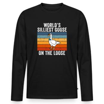 Die dümmste Gans der Welt auf freiem Fuß - Männer Premium Bio Langarmshirt - Schwarz - Vorne - Nico (187cm)