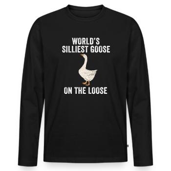 Die dümmste Gans der Welt auf freiem Fuß - Männer Premium Bio Langarmshirt - Schwarz - Vorne - Nico (187cm)