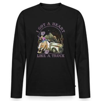 Ich habe ein Herz wie ein Truck - Männer Premium Bio Langarmshirt - Schwarz - Vorne - Nico (187cm)