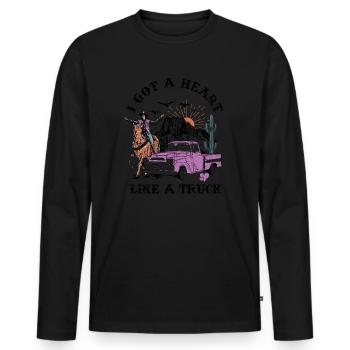 Ich habe ein Herz wie ein Truck - Männer Premium Bio Langarmshirt - Schwarz - Vorne - Nico (187cm)