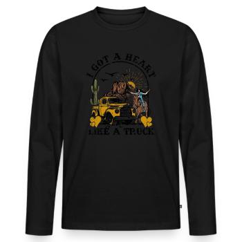 Ich habe ein Herz wie ein Truck - Männer Premium Bio Langarmshirt - Schwarz - Vorne - Nico (187cm)