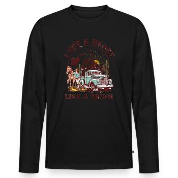 J’ai un cœur comme un camion - T-shirt manches longues Premium bio Homme - noir - Devant - Nico (187cm)