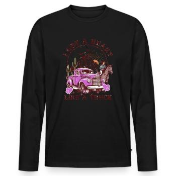 Ich habe ein Herz wie ein Truck - Männer Premium Bio Langarmshirt - Schwarz - Vorne - Nico (187cm)