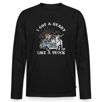 Ich habe ein Herz wie ein Truck - Männer Premium Bio Langarmshirt - Schwarz - Vorne - Nico (187cm)