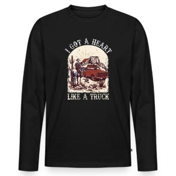 J’ai un cœur comme un camion - T-shirt manches longues Premium bio Homme - noir - Devant - Nico (187cm)
