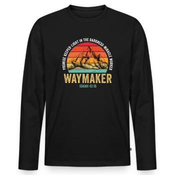 Waymaker Promise Keeper Miracle Worker - Men's Premium Organic Long Sleeve Shirt - black - Front - Nico (187cm)