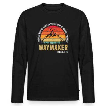 Waymaker Promise Keeper Miracle Worker - Men's Premium Organic Long Sleeve Shirt - black - Front - Nico (187cm)
