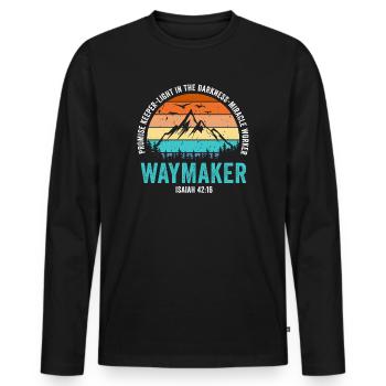 Waymaker Promise Keeper Miracle Worker - Men's Premium Organic Long Sleeve Shirt - black - Front - Nico (187cm)
