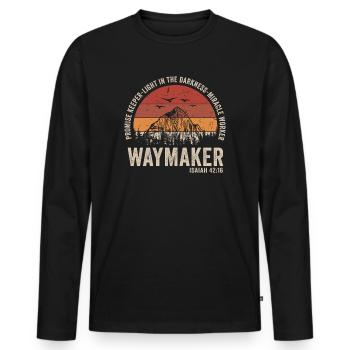 Waymaker Promise Keeper Miracle Worker - Men's Premium Organic Long Sleeve Shirt - black - Front - Nico (187cm)