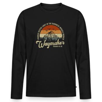 Waymaker Promise Keeper Miracle Worker - Men's Premium Organic Long Sleeve Shirt - black - Front - Nico (187cm)