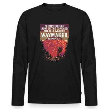 Waymaker Promise Keeper Miracle Worker - Men's Premium Organic Long Sleeve Shirt - black - Front - Nico (187cm)