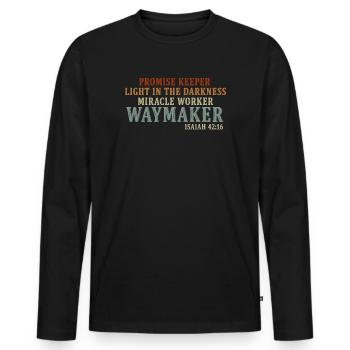 Waymaker Promise Keeper Miracle Worker - Men's Premium Organic Long Sleeve Shirt - black - Front - Nico (187cm)