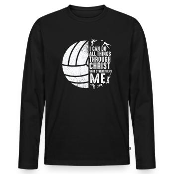 Je peux tout faire grâce au volleyball - T-shirt manches longues Premium bio Homme - noir - Devant - Nico (187cm)