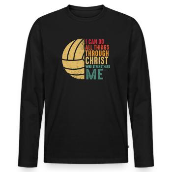 Je peux tout faire grâce au volleyball - T-shirt manches longues Premium bio Homme - noir - Devant - Nico (187cm)