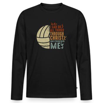 Je peux tout faire grâce au volleyball - T-shirt manches longues Premium bio Homme - noir - Devant - Nico (187cm)