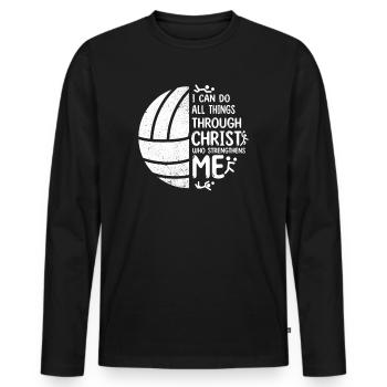 Je peux tout faire grâce au volleyball - T-shirt manches longues Premium bio Homme - noir - Devant - Nico (187cm)