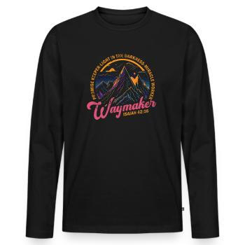Waymaker Promise Keeper Miracle Worker - Men's Premium Organic Long Sleeve Shirt - black - Front - Nico (187cm)