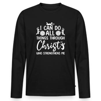 Je peux tout faire grâce au volleyball - T-shirt manches longues Premium bio Homme - noir - Devant - Nico (187cm)