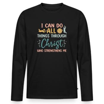 Je peux tout faire grâce au volleyball - T-shirt manches longues Premium bio Homme - noir - Devant - Nico (187cm)