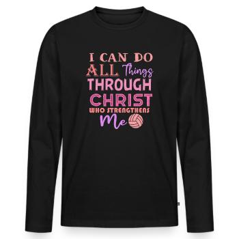 Je peux tout faire grâce au volleyball - T-shirt manches longues Premium bio Homme - noir - Devant - Nico (187cm)