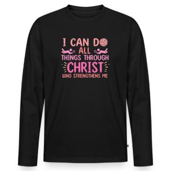 Je peux tout faire grâce au volleyball - T-shirt manches longues Premium bio Homme - noir - Devant - Nico (187cm)