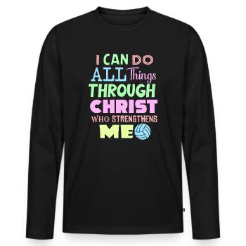 Je peux tout faire grâce au volleyball - T-shirt manches longues Premium bio Homme - noir - Devant - Nico (187cm)