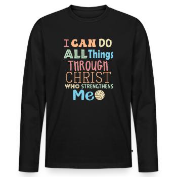 Je peux tout faire grâce au volleyball - T-shirt manches longues Premium bio Homme - noir - Devant - Nico (187cm)