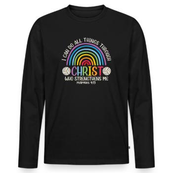 Je peux tout faire grâce au volleyball - T-shirt manches longues Premium bio Homme - noir - Devant - Nico (187cm)