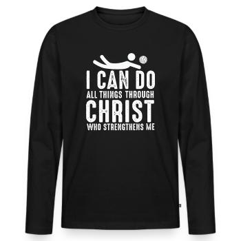 Je peux tout faire grâce au volleyball - T-shirt manches longues Premium bio Homme - noir - Devant - Nico (187cm)