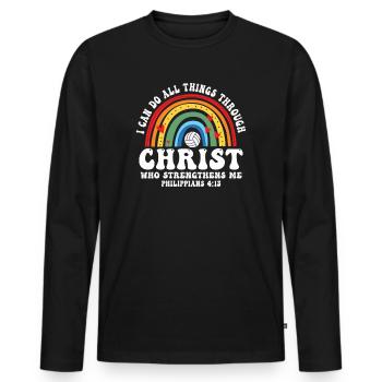 Je peux tout faire grâce au volleyball - T-shirt manches longues Premium bio Homme - noir - Devant - Nico (187cm)