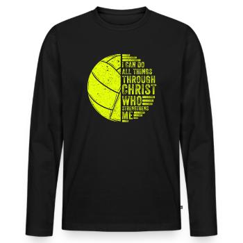 Je peux tout faire grâce au volleyball - T-shirt manches longues Premium bio Homme - noir - Devant - Nico (187cm)